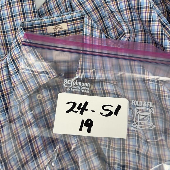 Peter Millar Mens Small Plaid Button-Up Shirt Blue Purple 100% Cotton Long Sleev - Picture 7 of 7